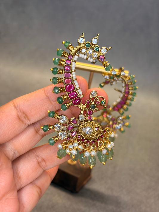 Jadau Kundan Peacock Ear Cuff Earrings MJ187