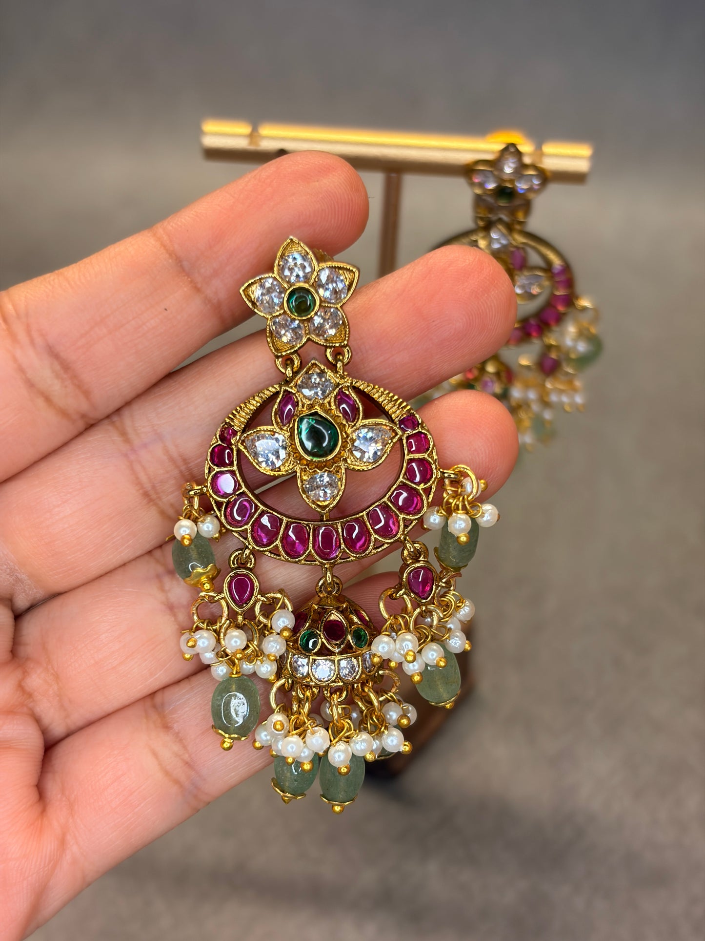 Jadau Kundan Chandbali Jhumka Earrings MJ188