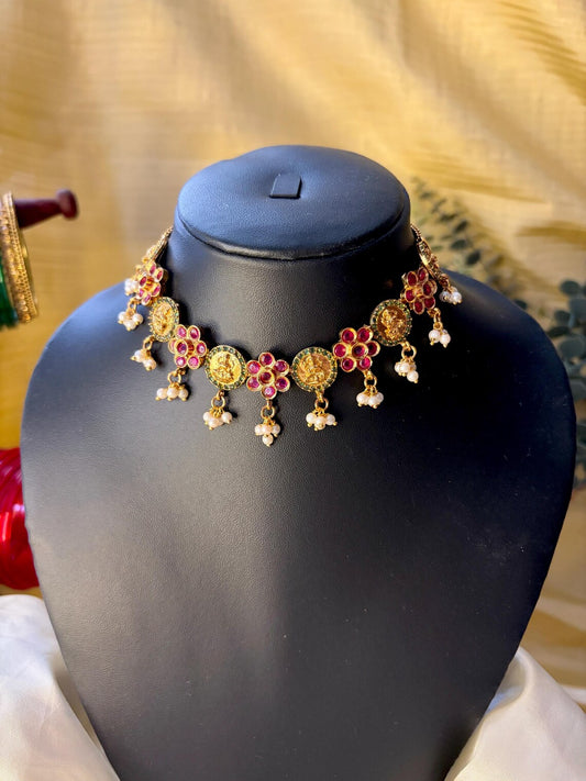 Antique Lakshmi Floral Choker Necklace MJ102