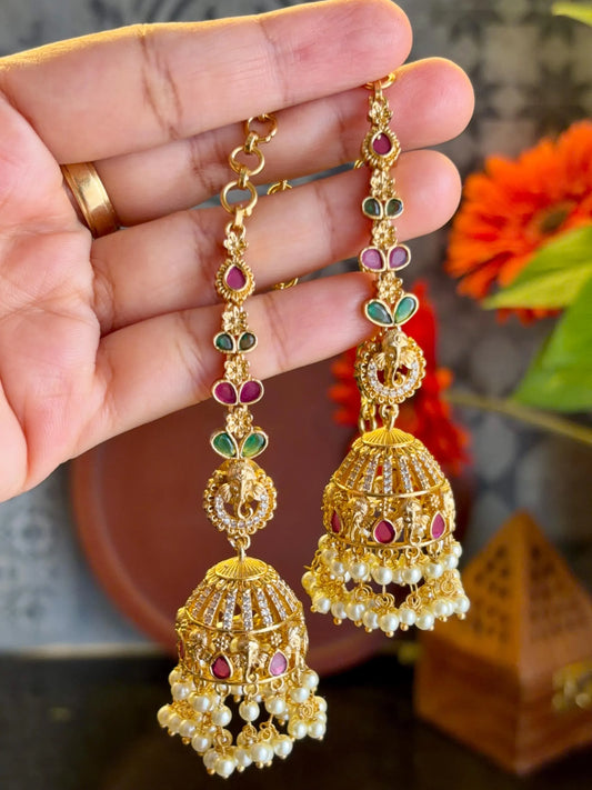 Anvika Peacock Temple Jhumka Earrings MJ121