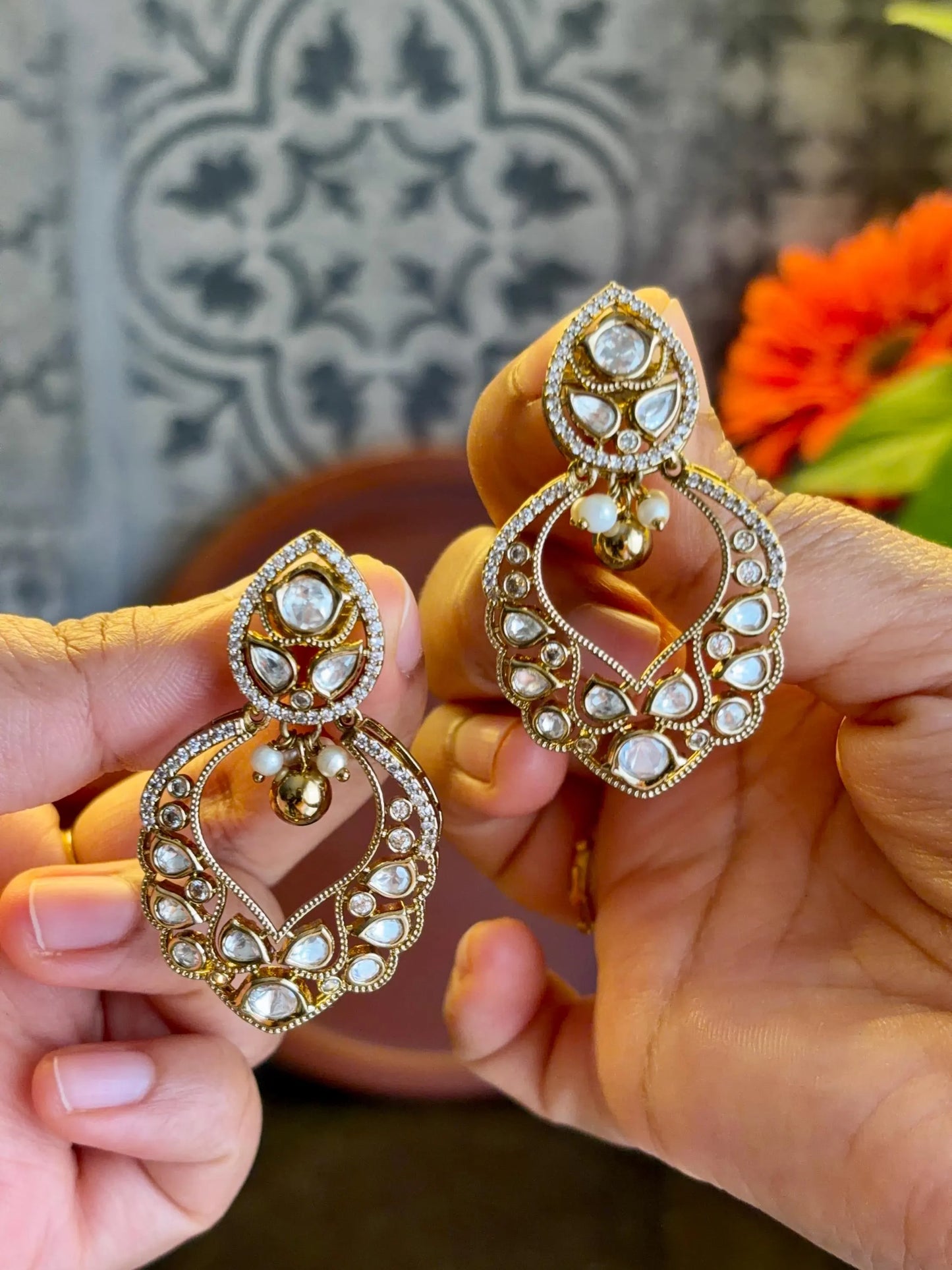 Aarohi Kundan Statement Earrings MJ122