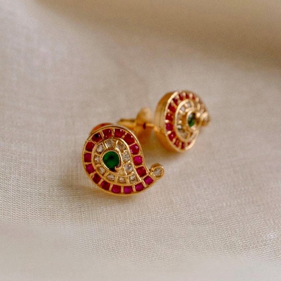 Lakshmi Coin Necklace with Mango Ruby Earrings MJ126