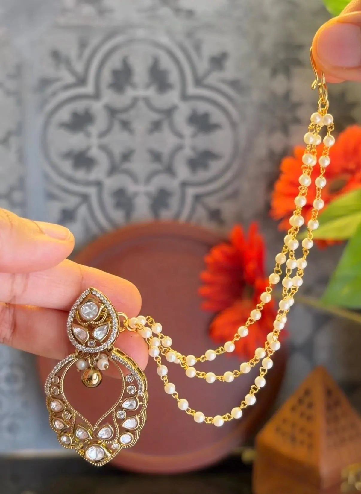 Aarohi Kundan Statement Earrings MJ122