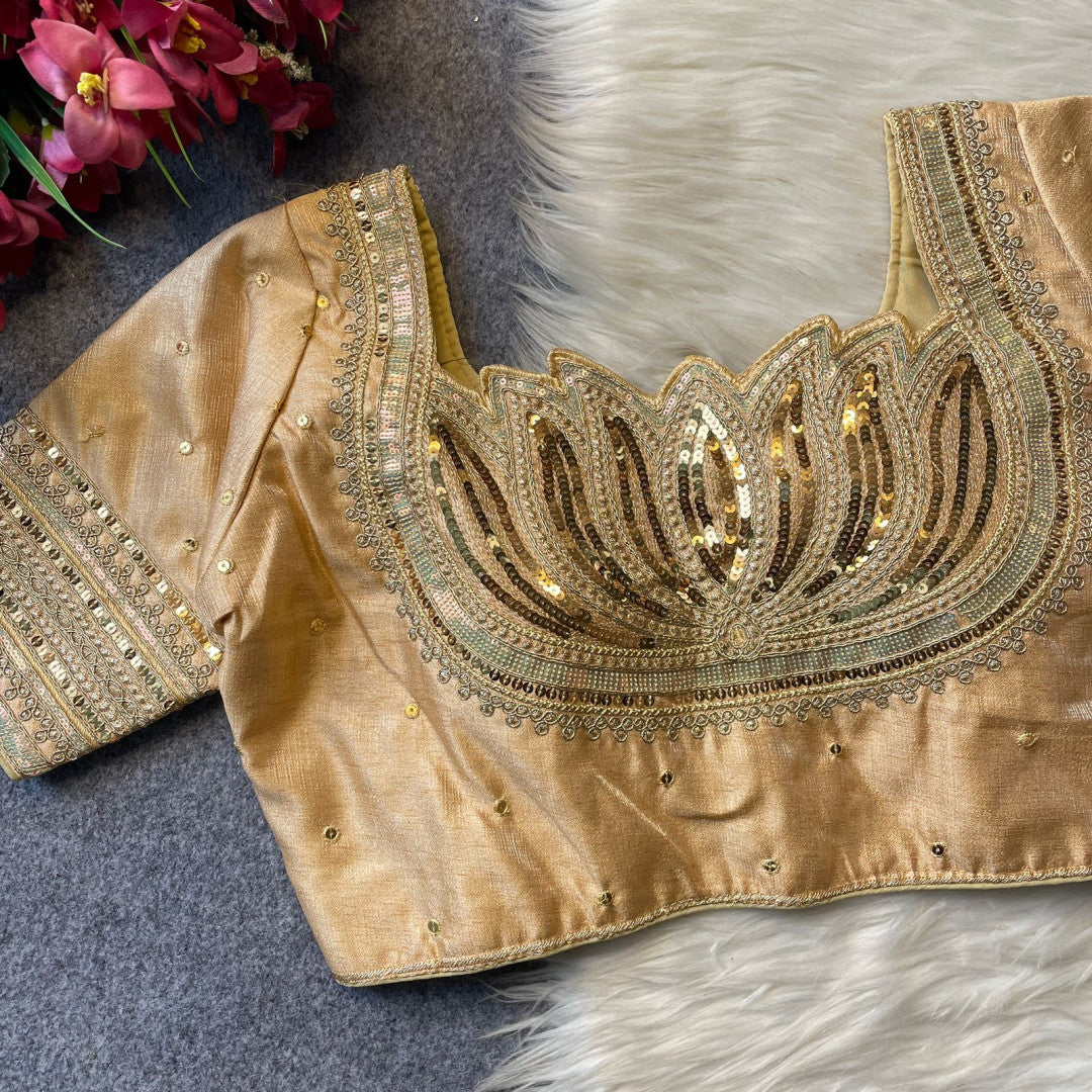 Plus Size Milan Silk Lotus Design Embroidered Blouse MJ177