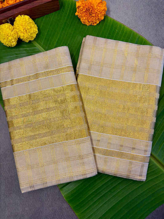 Balaramapuram Kasavu Block Tissue Setmundu MJ140