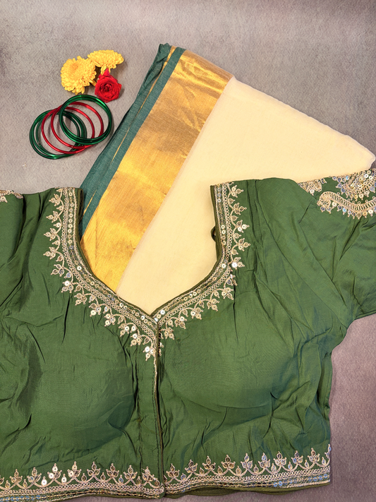 Roman Silk Embroidered Ready-to-Wear Blouse MJ178