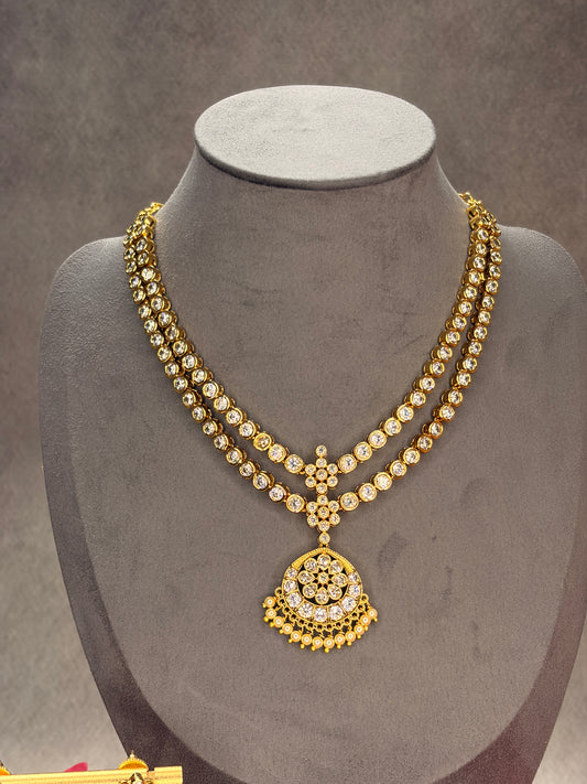 2 Layer White Micro Gold Plated Attigai Set MJ128