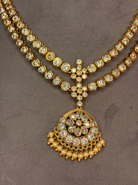 2 Layer White Micro Gold Plated Attigai Set MJ128