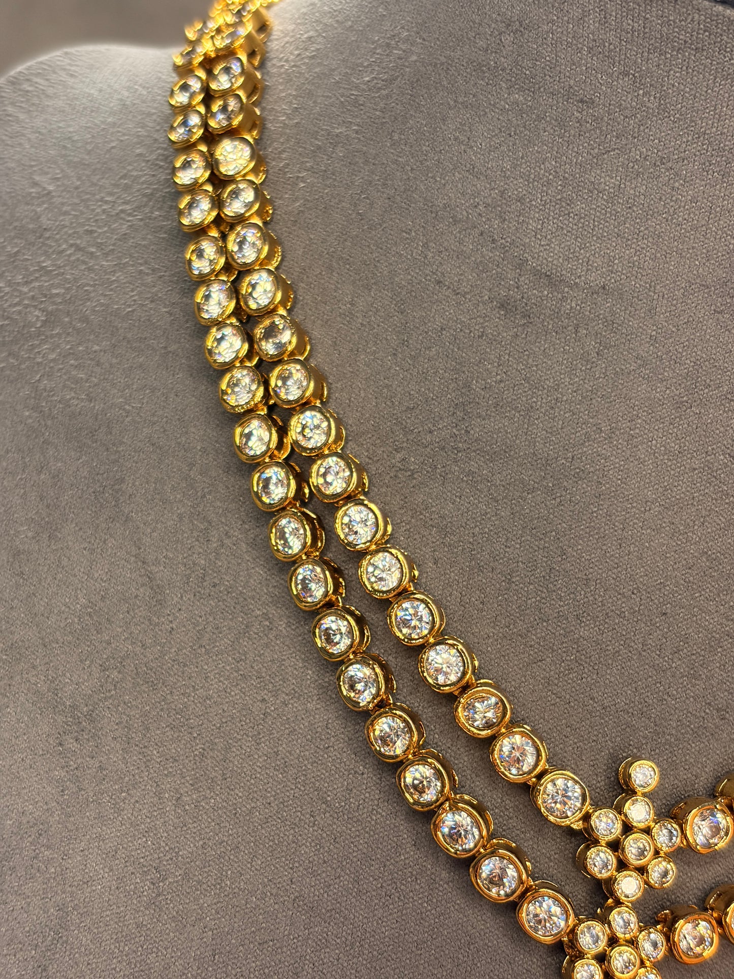 2 Layer White Micro Gold Plated Attigai Set MJ128