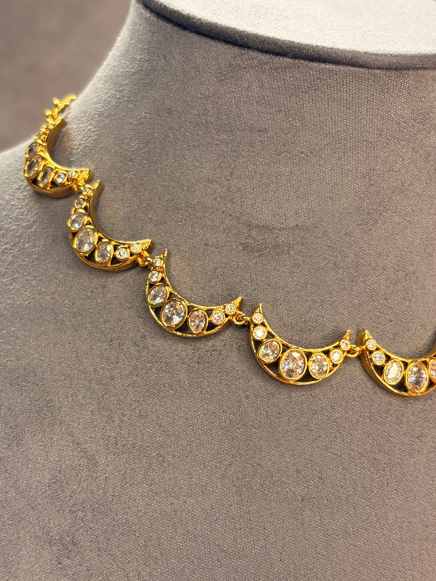 Half Moon Necklace Set with Dangler Earrings MJ130