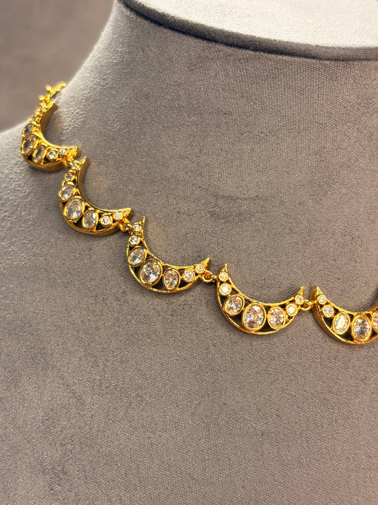 Half Moon Necklace Set with Dangler Earrings MJ130