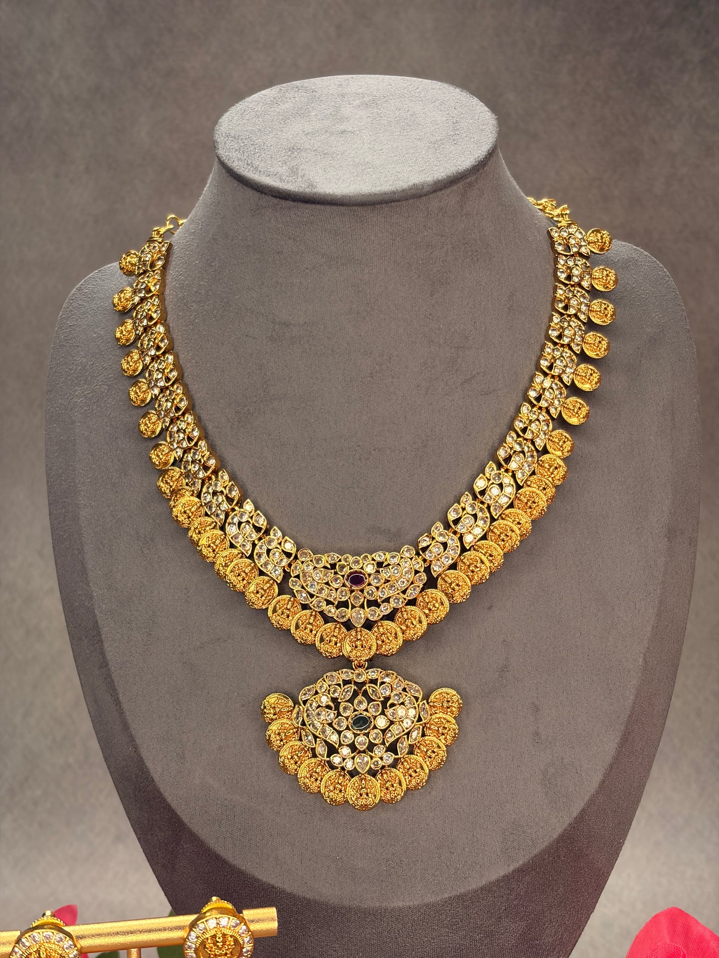 2-in-1 Detachable Pendant Coin Haram Set with Jhumka Earrings MJ185