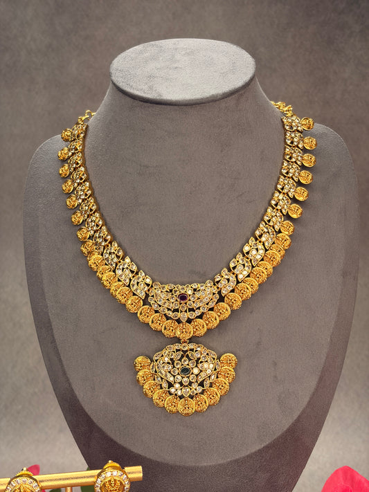 2-in-1 Detachable Pendant Coin Haram Set with Jhumka Earrings MJ185