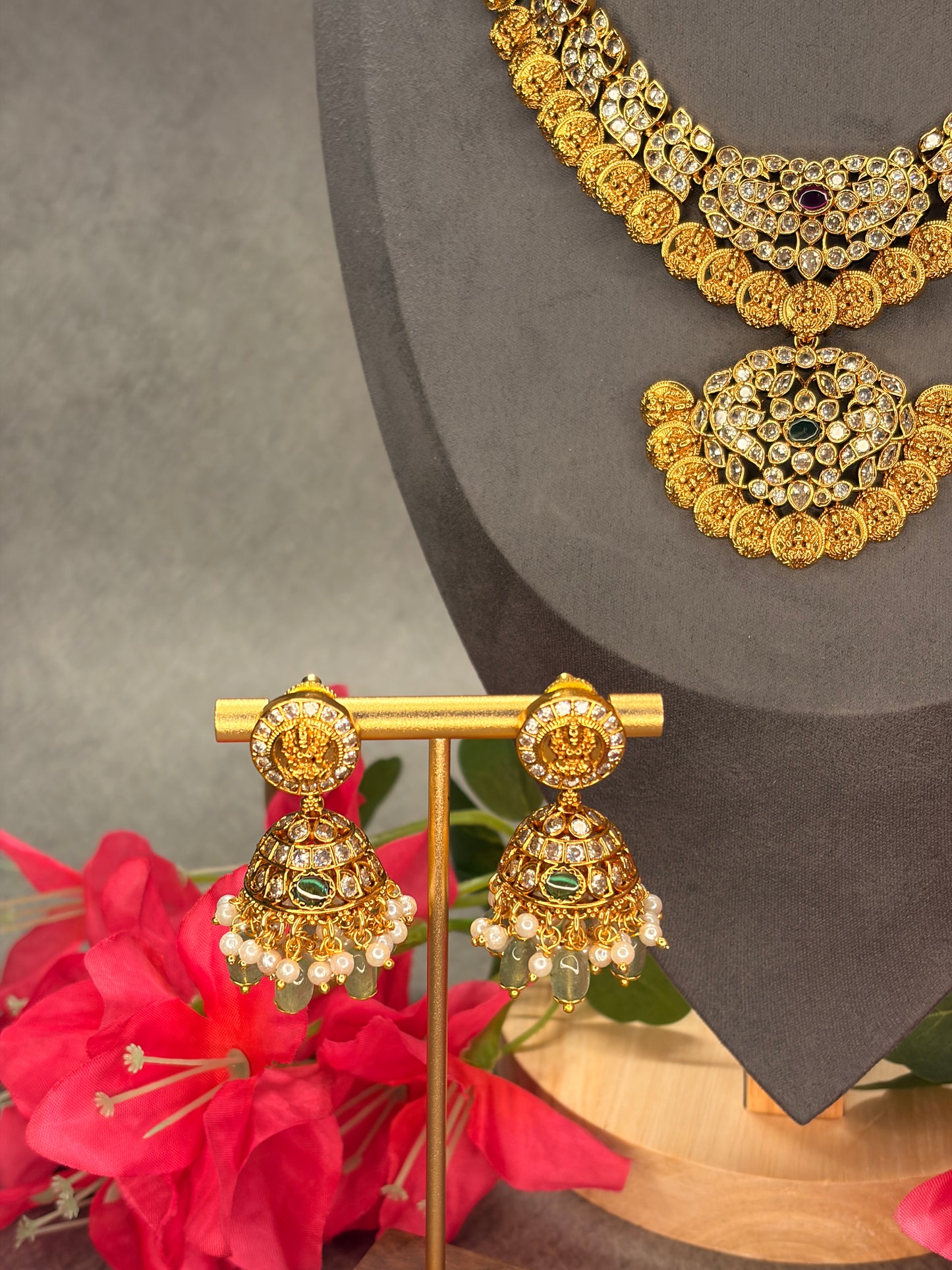 2-in-1 Detachable Pendant Coin Haram Set with Jhumka Earrings MJ185