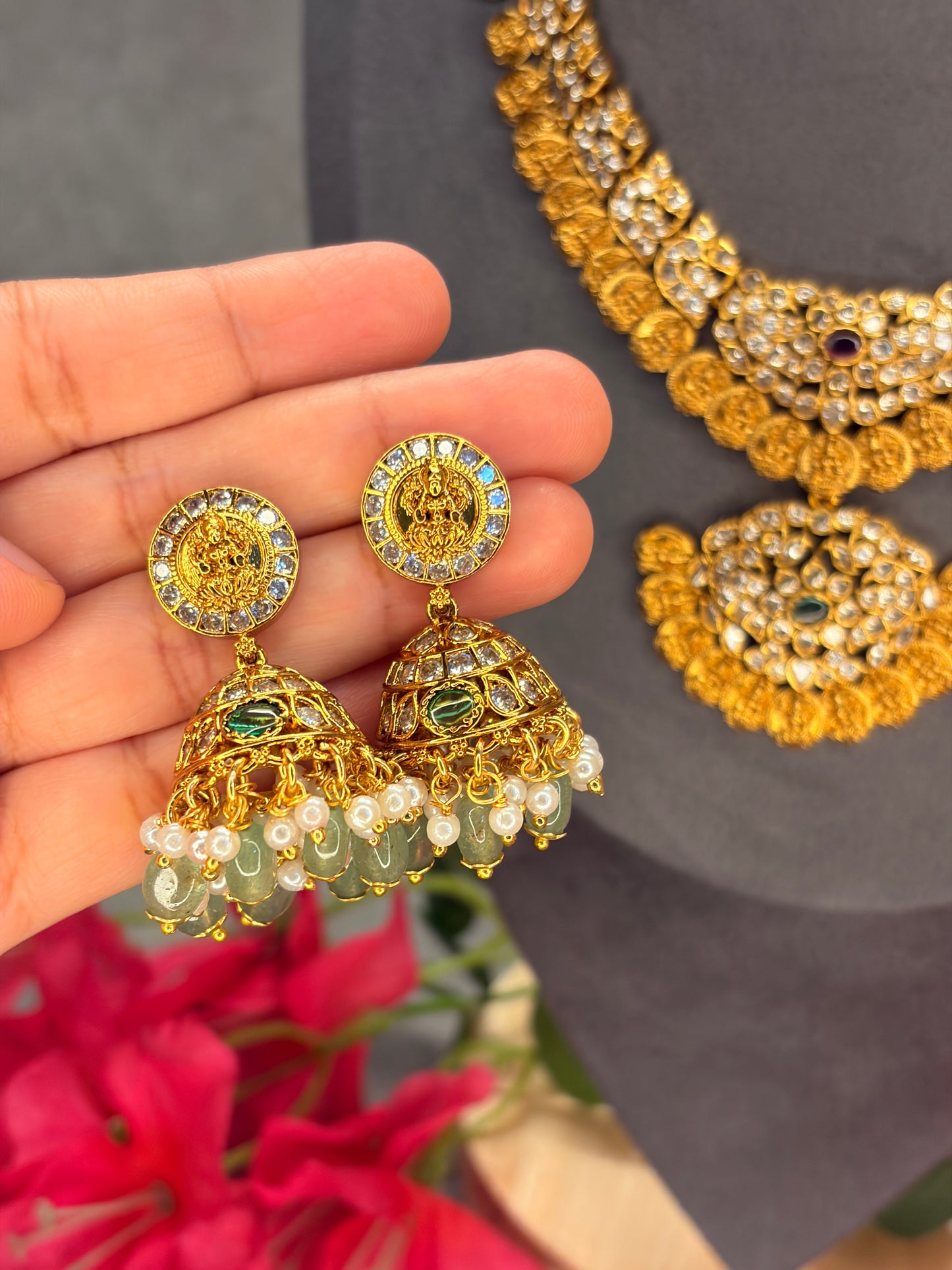 2-in-1 Detachable Pendant Coin Haram Set with Jhumka Earrings MJ185
