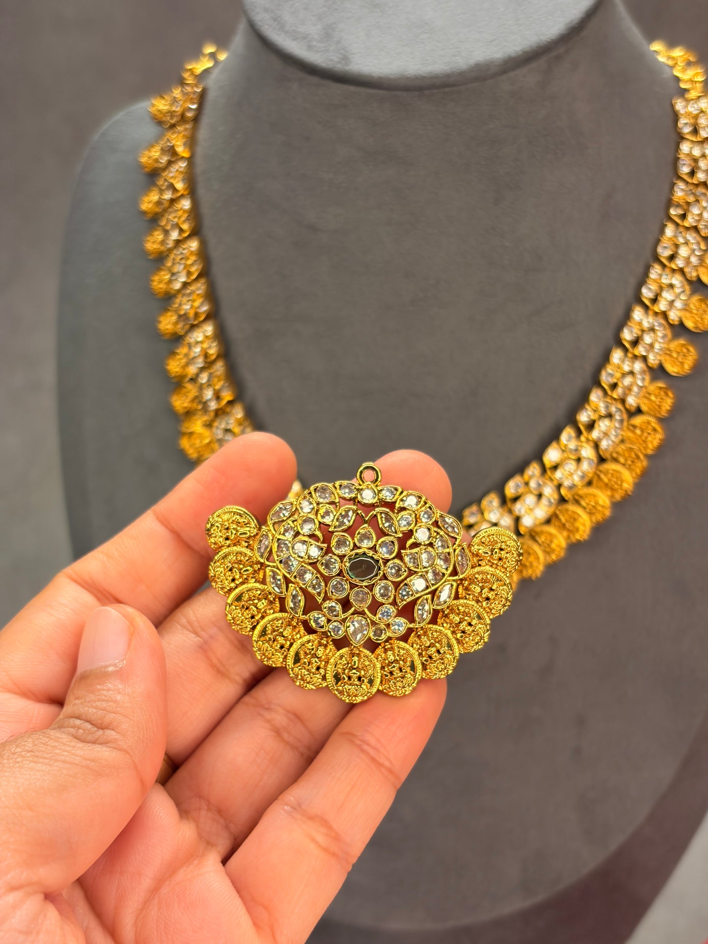 2-in-1 Detachable Pendant Coin Haram Set with Jhumka Earrings MJ185