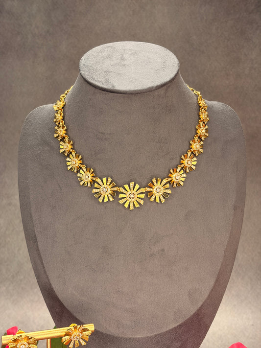 Sunburst Floral Necklace Set with Matching Stud Earrings MJ180