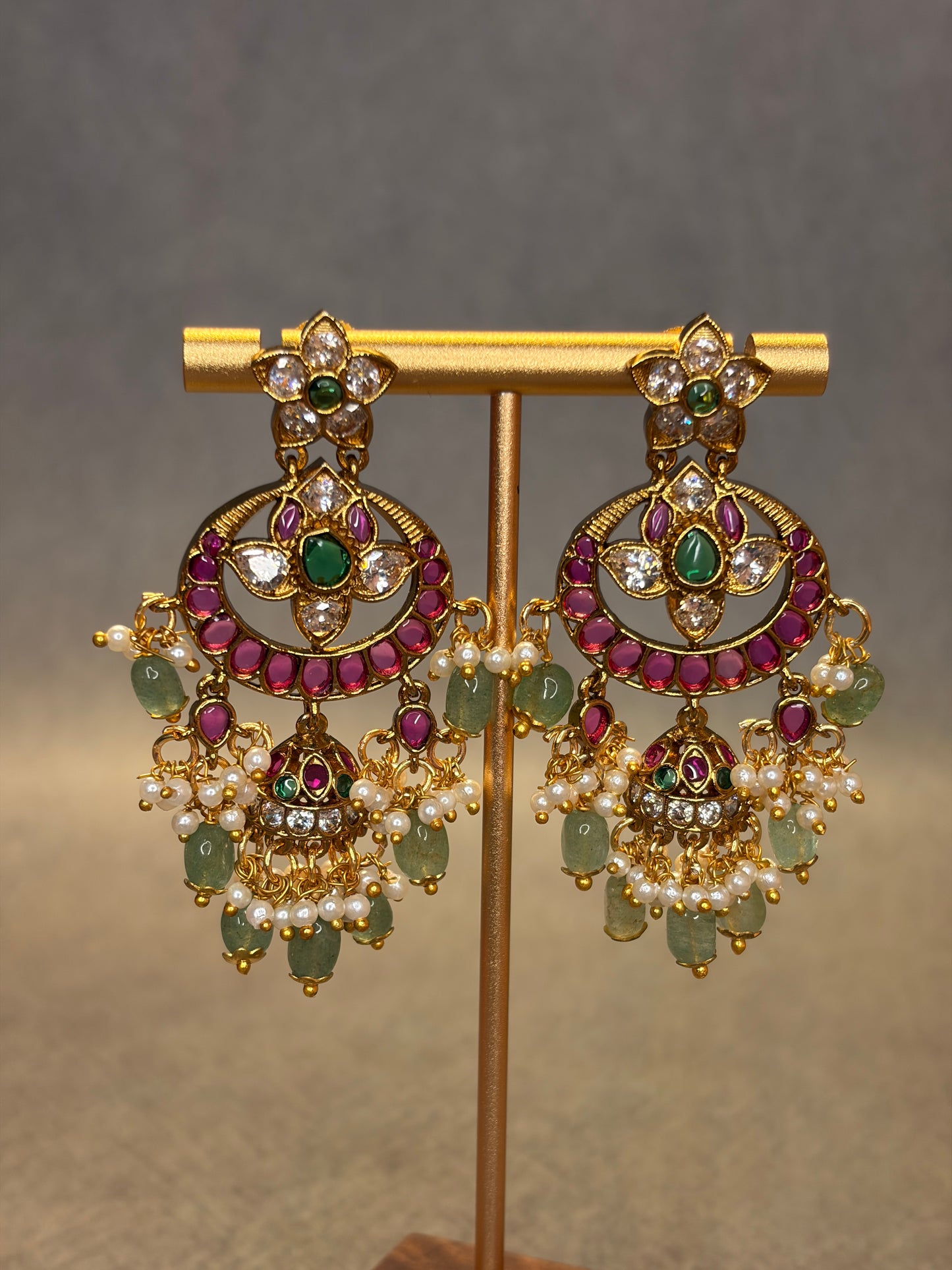 Jadau Kundan Chandbali Jhumka Earrings MJ188
