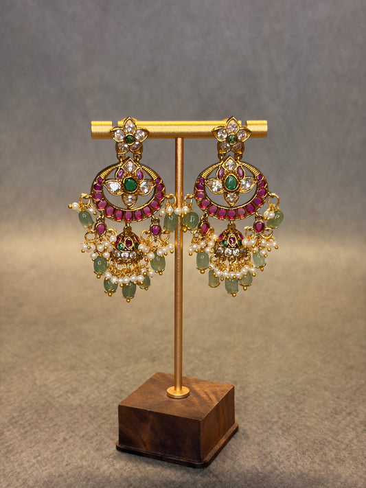 Jadau Kundan Chandbali Jhumka Earrings MJ188