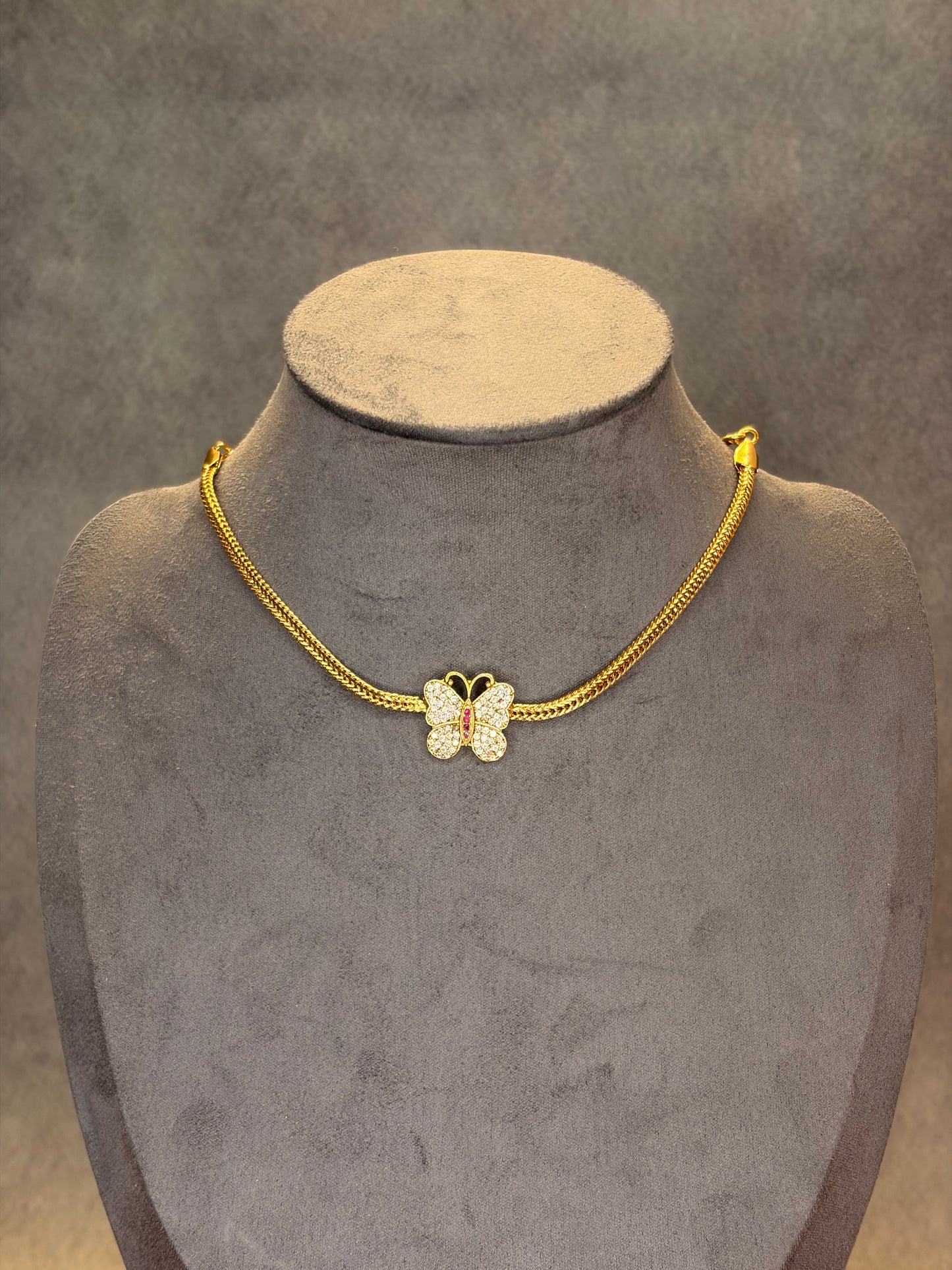 Butterfly AD Stone Necklace & Stud Earrings Set MJ199