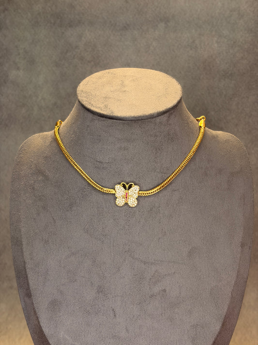 Butterfly AD Stone Necklace & Stud Earrings Set MJ199