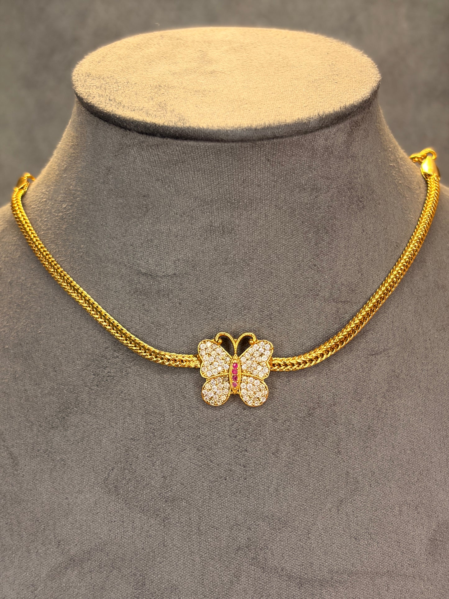 Butterfly AD Stone Necklace & Stud Earrings Set MJ199