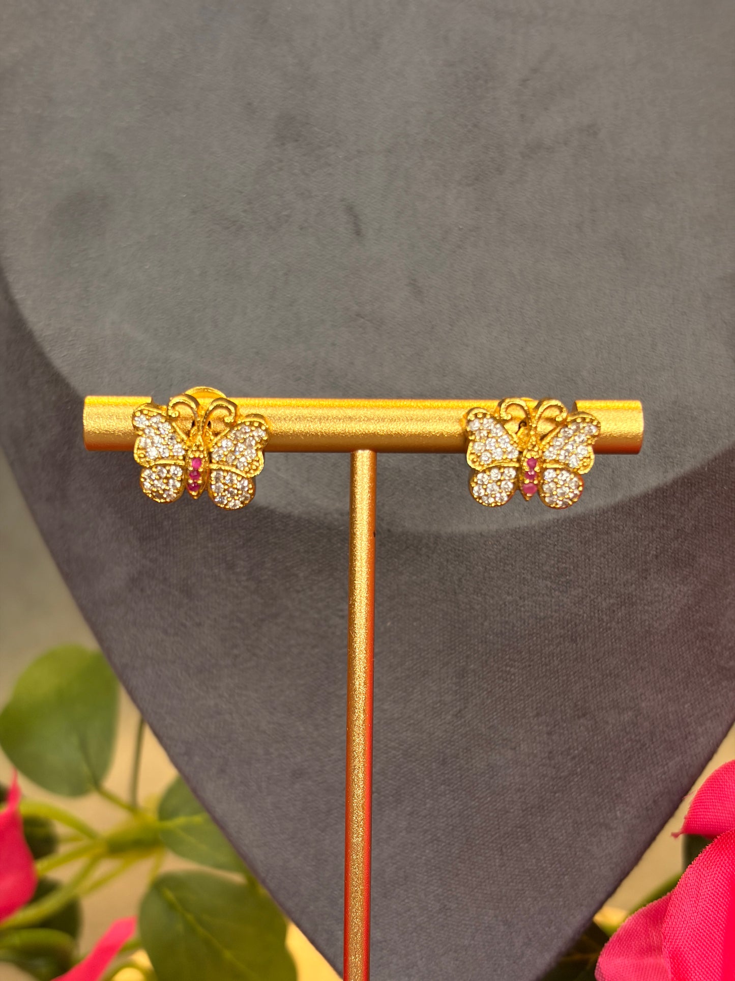 Butterfly AD Stone Necklace & Stud Earrings Set MJ199