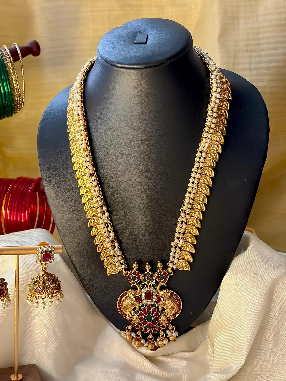 Antique Lakshmi Elephant Temple Haram Set MJ101