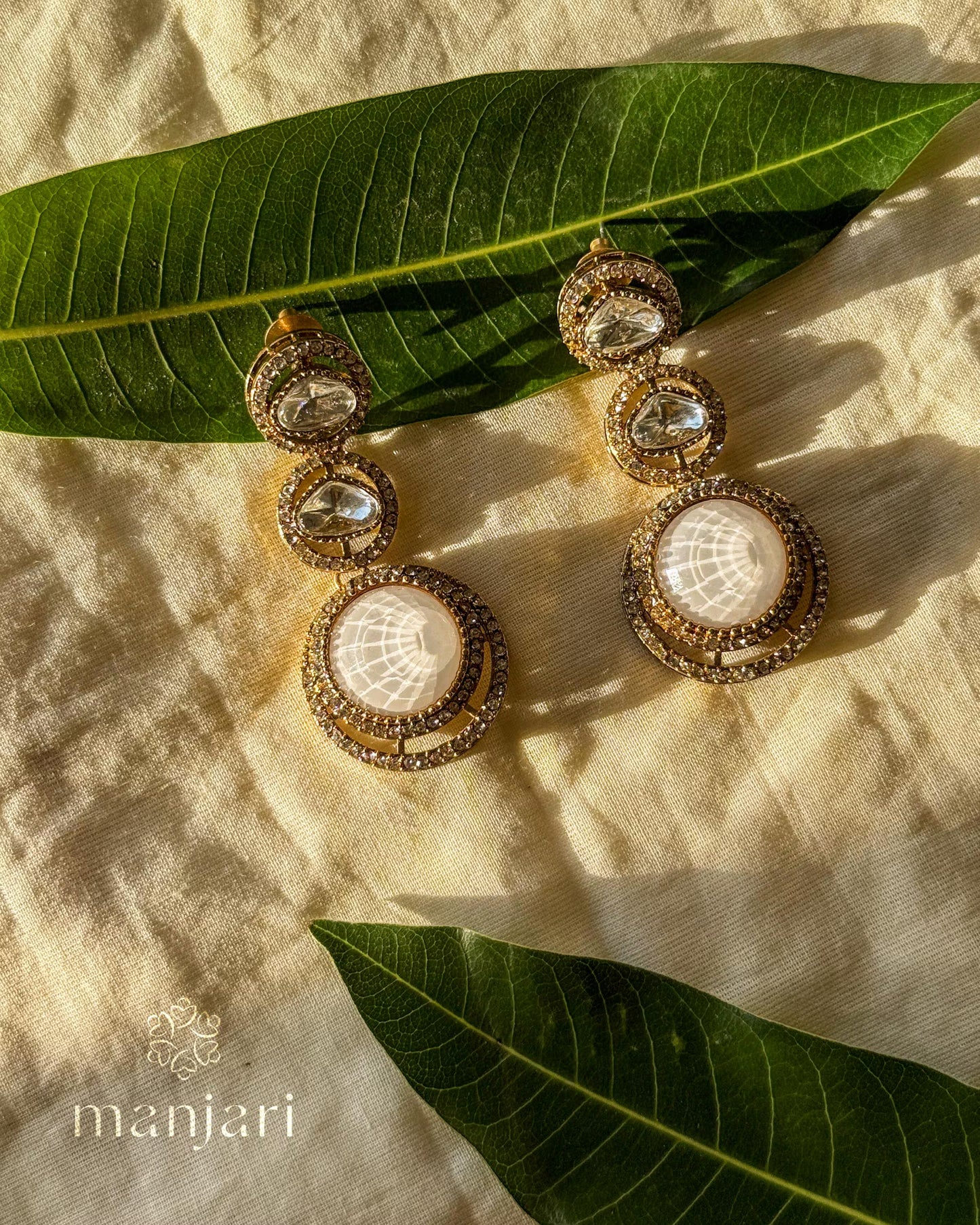 Moonstone Kundan Statement Earrings MJ105