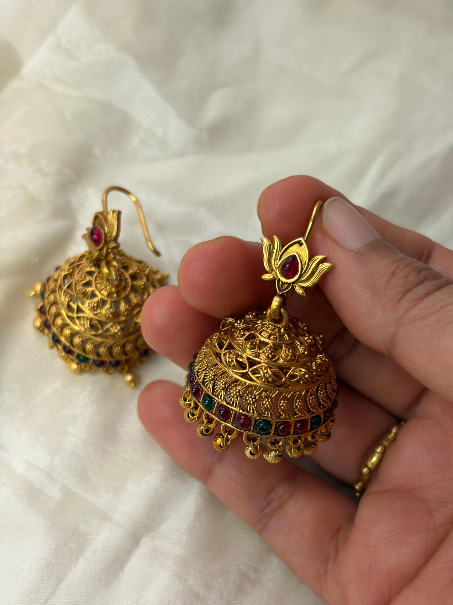 Antique Lotus Jhumka Earrings MJ104