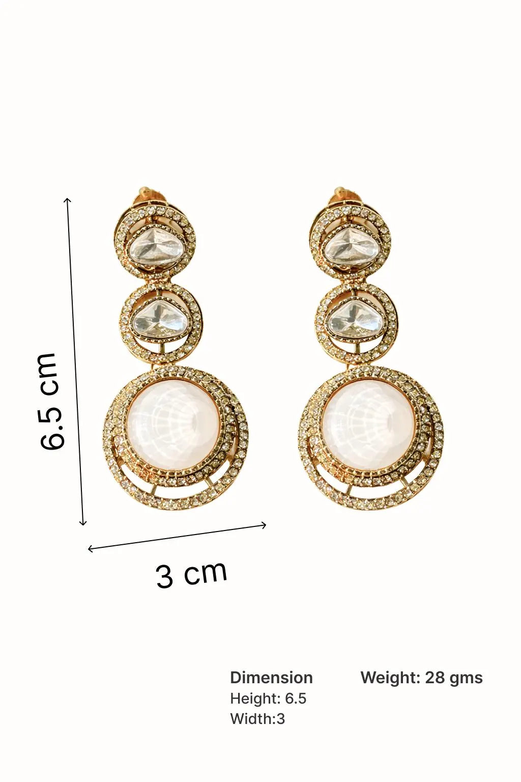 Moonstone Kundan Statement Earrings MJ105