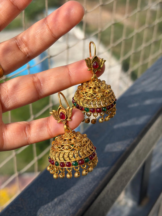Antique Lotus Jhumka Earrings MJ104