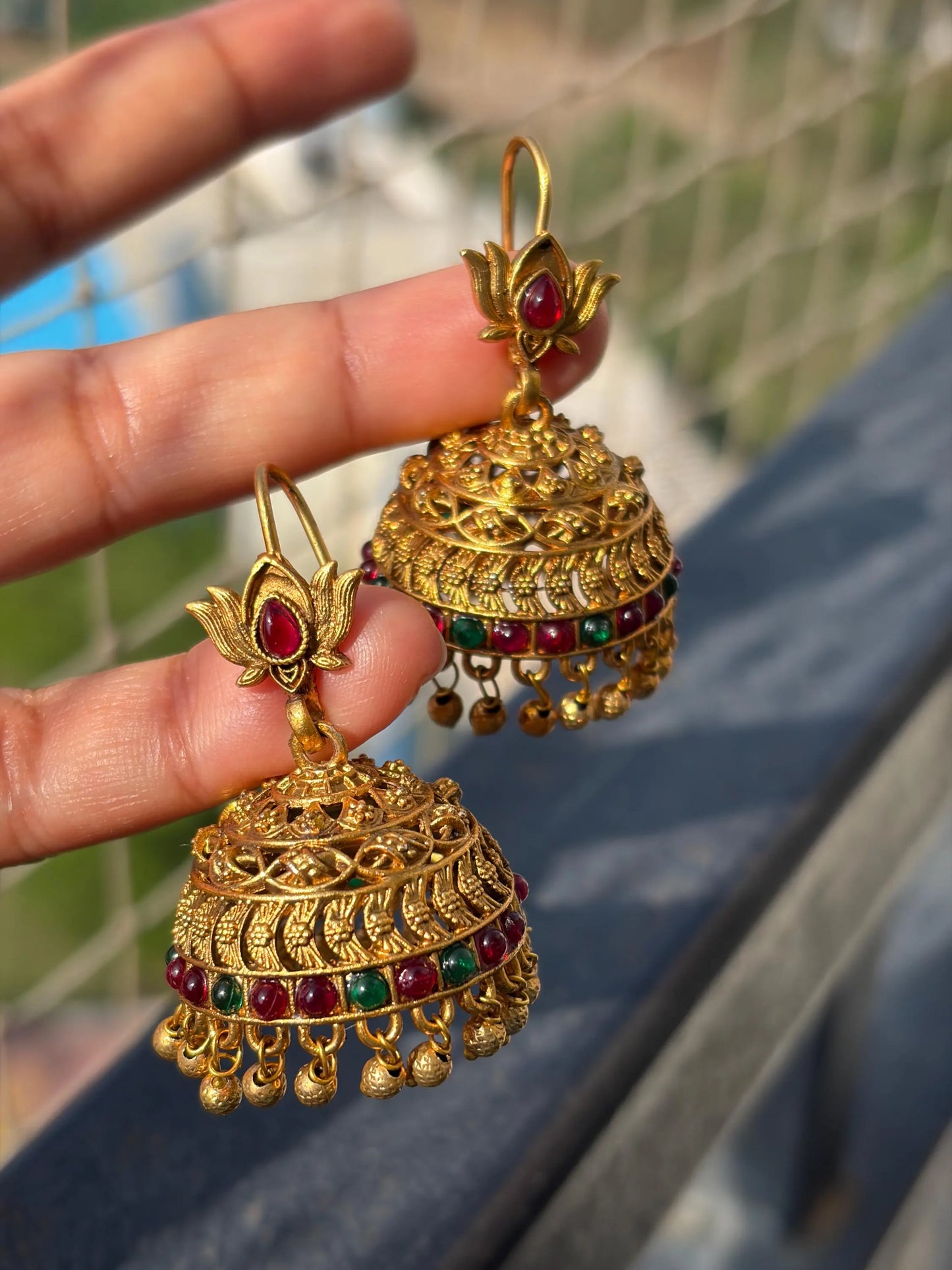 Antique Lotus Jhumka Earrings MJ104