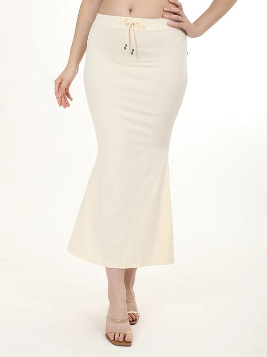 Off White Saree Shapewear Petticoat Mermaid Fit Stretch Inskirt MJ173